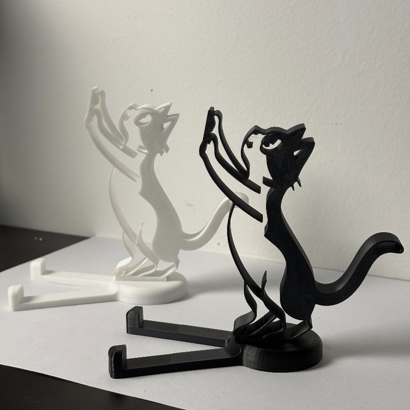 Tablet Stand Accessories - Abstrakter Hohllinien-Katzen-Handyständer Minimalistischer Kätzchen-förmiger Schreibtisch-Tablet-Halter Niedliche