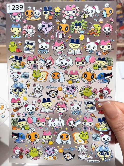 Boox Tablet Accessories - Neue Geprägte Tamagotchi Wasserfeste Aufkleber, Niedliche