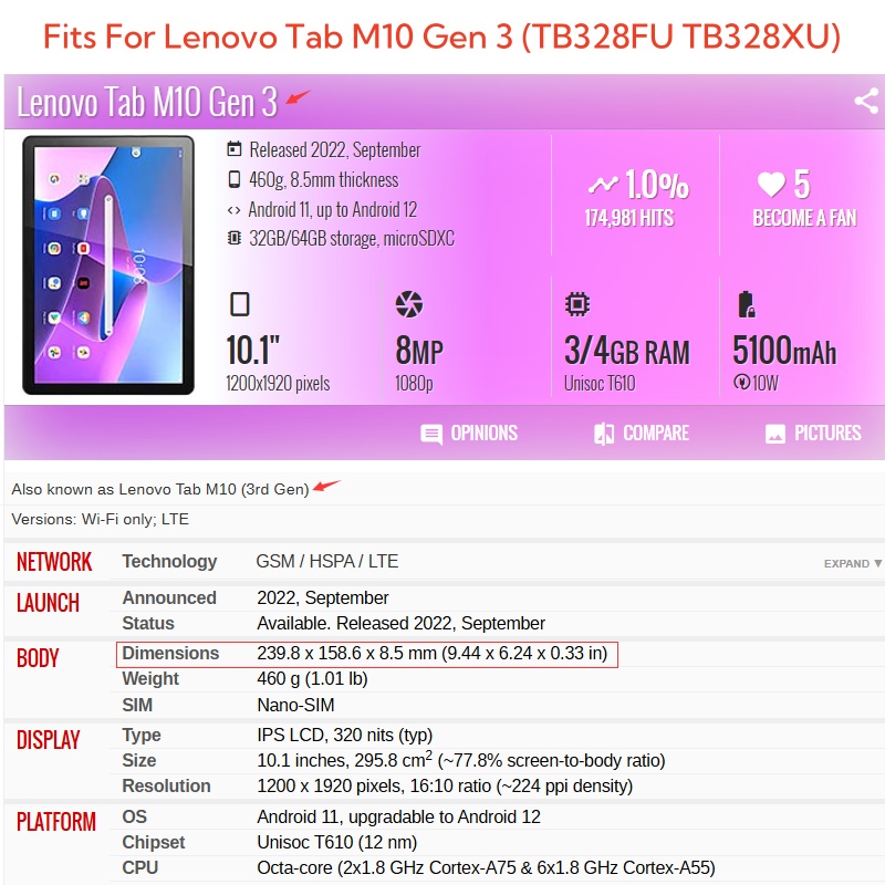 Für Lenovo Tab M10 3rd Gen 10, – Tablet Accessories Lenovo Bewertung und Preis